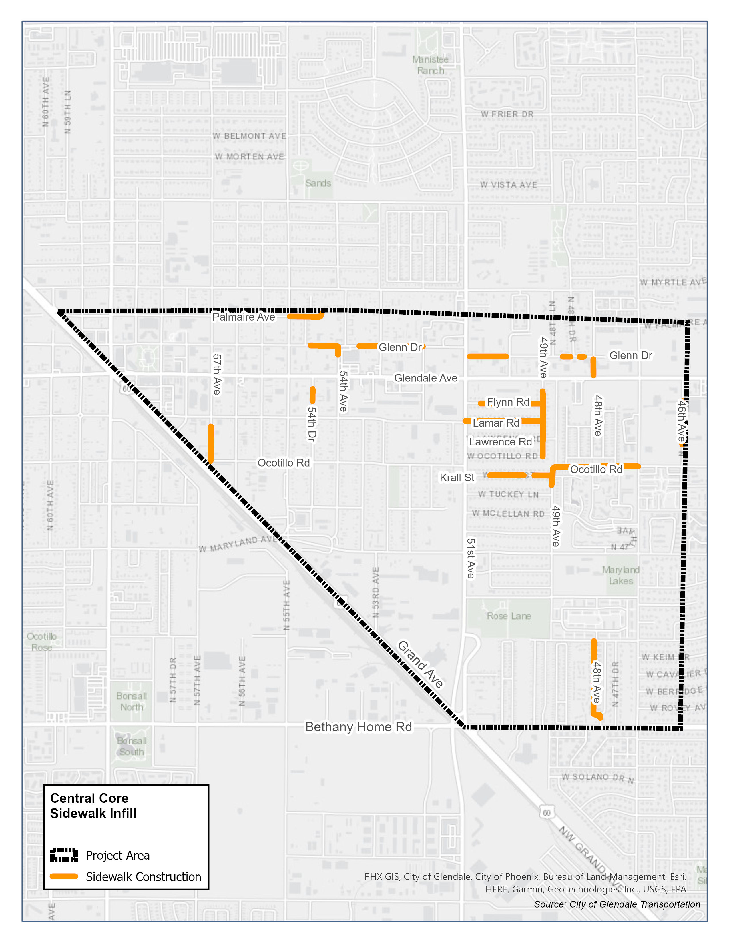 Sidewalk Infill Map of Project Scope